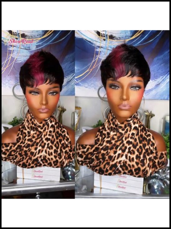 100% Human Hair Pixie Cut Wig Short Straight Glueless Wig with Adjustable Cap main image 5